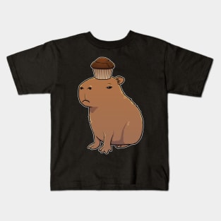 Capybara with a Chocolate Muffin on its head Kids T-Shirt